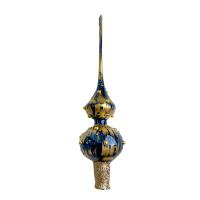 Стеклянная верхушка "Синяя с золотыми разводами и бусинами" Стеклянная верхушка "Синяя с золотыми разводами и бусинами"