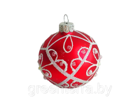 Шар елочный стекл. "Клевер" красный 8см Шар елочный стекл. "Клевер" красный 8см