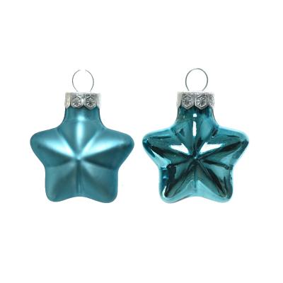 Набор стекл. елочных игрушек "Звезды" 4.5 см бирюзовый mix, 12 шт [1001410]