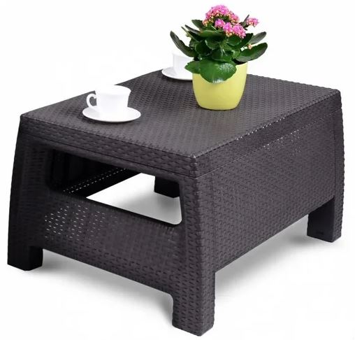 Журнальный столик из искусственного ротанга CORFU TABLE, графитовый [241945]