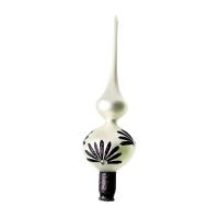 Стеклянная верхушка "Жемчужная с чёрным цветком" Стеклянная верхушка "Жемчужная с чёрным цветком"