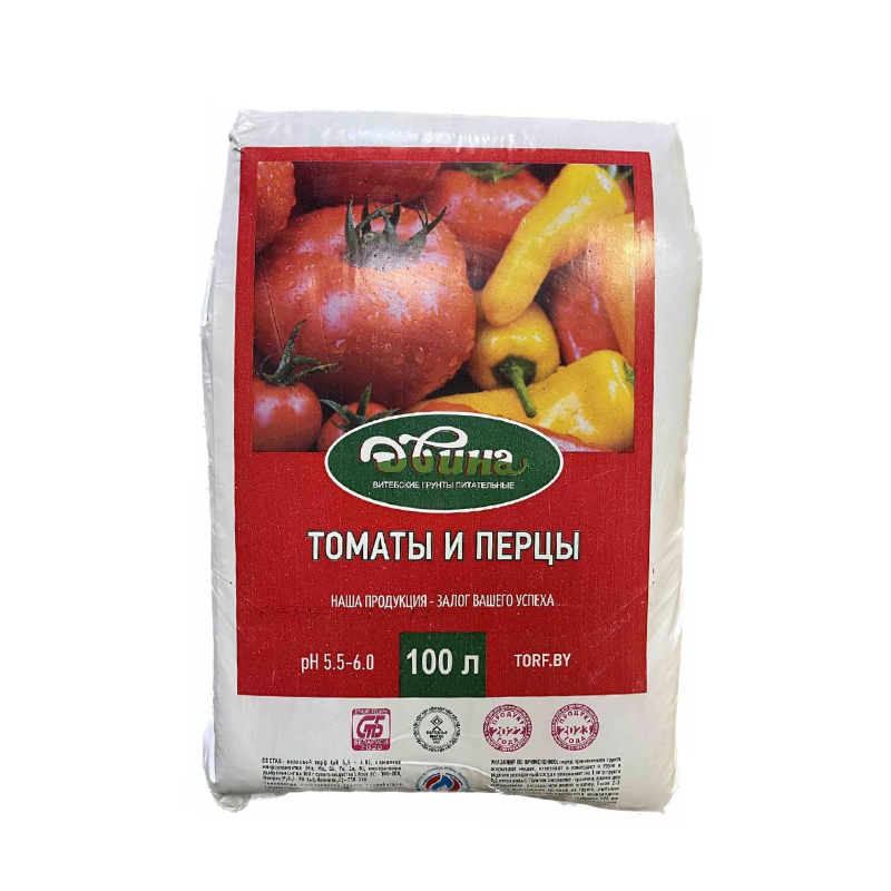 Грунт питательный торфяной "ДВИНА", Томаты и перец 100 л купить в Минске
