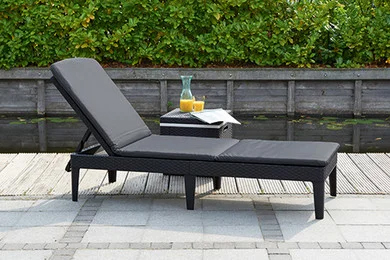 Лежак из искусственного ротанга Jaipur с матрацем, графитовый [238416]