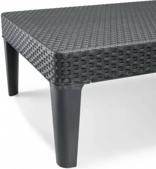 Лежак из искусственного ротанга Jaipur с матрацем, графитовый [238416]