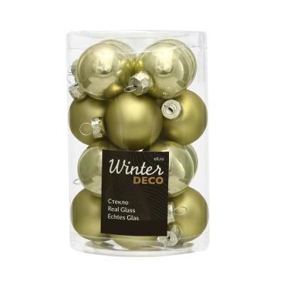 Набор стекл. шаров 3.5 см оливковый mix, 16 шт [010726]