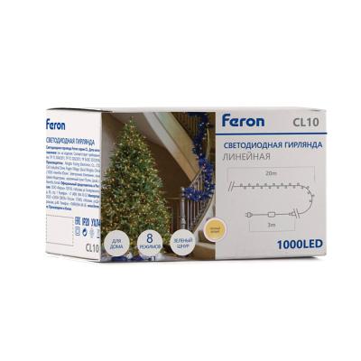 Светодиодная гирлянда Feron CL10 1000LED тепл. белый, 20м IP 20 [48181]