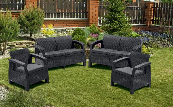 Комплект мебели из искусственного ротанга Corfu Rest Sett, графитовый [241725]