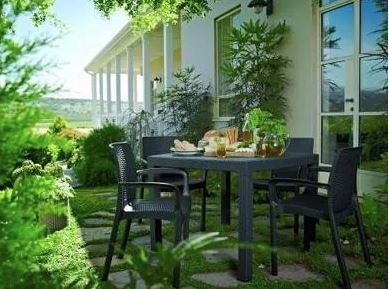 Стол из искусственного ротанга Keter QUARTET 95, графит [255847]