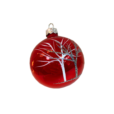 Шар елочный стекл. "Зимний день" красный 8 см Шар елочный стекл. "Зимний день" красный 8 см