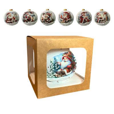 Шар елочный стекл. декупаж "Санта" 12 см, [DQ5]