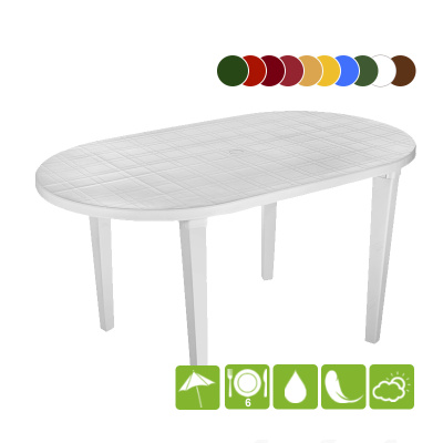 Стол овальный пластмассовый [130-0021], белый