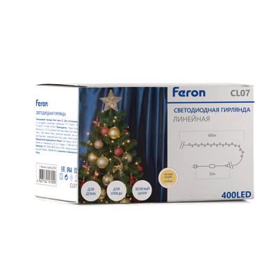 Светодиодная гирлянда Feron CL07 400LED тепл. белый, 40м, c эффектом стробов, IP 44 [32316]