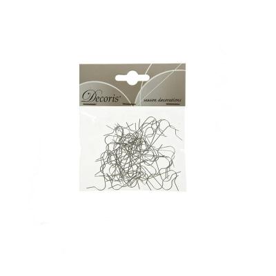 Металлические крючки для елочных игрушек, серебро (уп.50шт) [400003]