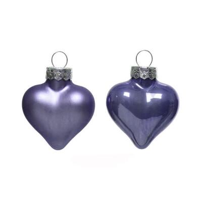 Набор стекл. елочных игрушек "Сердце Монплезира" 4.5см лавандовый mix, 12 шт [010097]