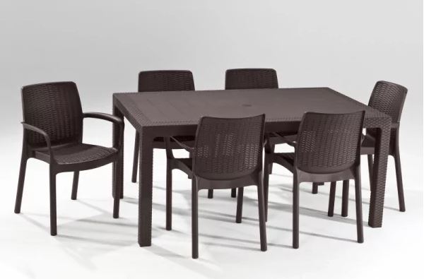 Стол из искусственного ротанга Keter Melody, коричневый [255812]