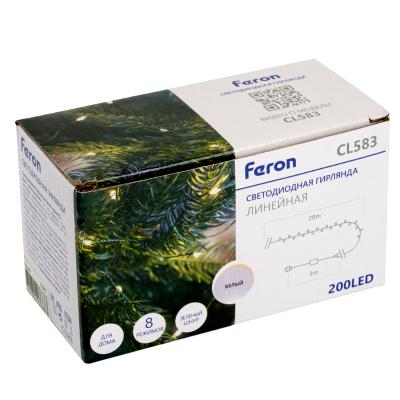 Светодиодная гирлянда Роса Feron CL583 200LED белый, 20м IP20 [51443]