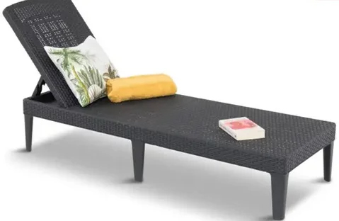 Лежак из искусственного ротанга Jaipur, графитовый [235162]