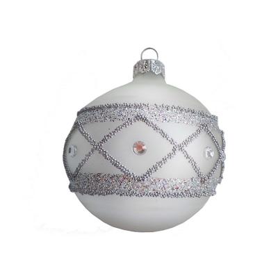 Шар елочный стекл. "Вязаный узор" 8см Шар елочный стекл. "Вязаный узор" 8см