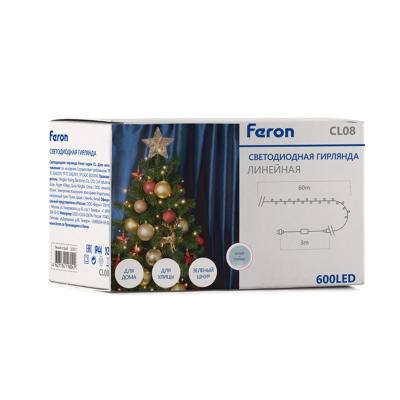 Светодиодная гирлянда Feron CL08 600LED белый, 60м, c эффектом стробов, IP 44 [32321]