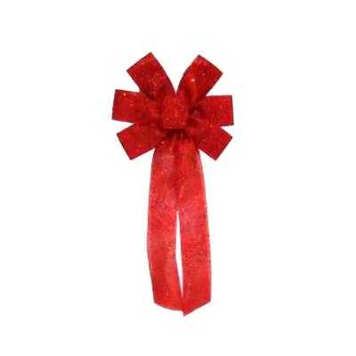 Украшение для больших ёлок "Бант глитер" 34х68см, красный