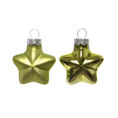 Набор стекл. елочных игрушек "Звезды" 4.5 см нежно-оливковый mix, 12 шт [012159]
