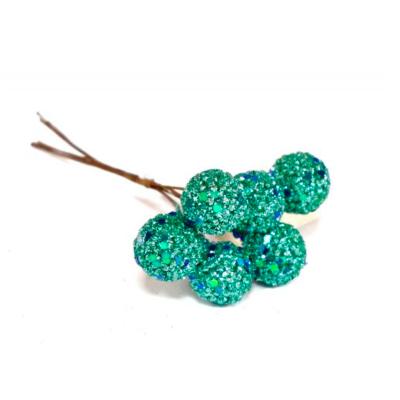 Украшение елочное "Ветка бирюзовых шариков" 12см [BRS23-22-1036]