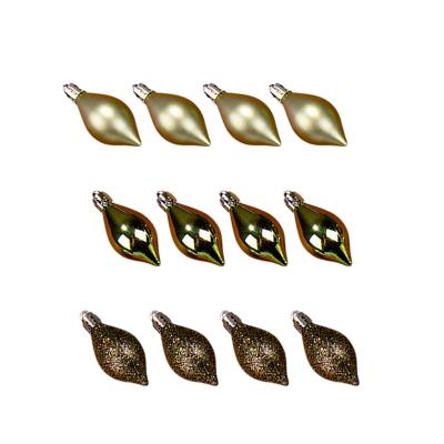 Набор стекл. елочных игрушек "Луковки Бурре" 5.5см зеленый, 12 шт [CAN226040-1]