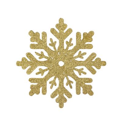 Украшение для больших ёлок снежинка "Снежная Корона" 30см, парча золото, деревянная