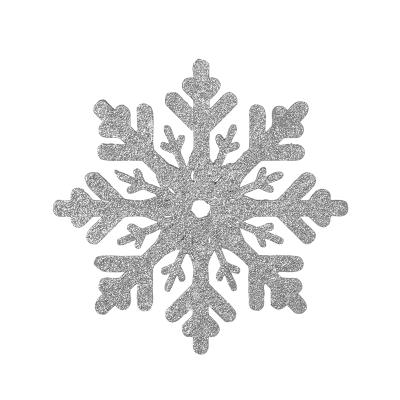 Украшение для больших ёлок снежинка "Снежная Корона" 30см, парча серебро, деревянная