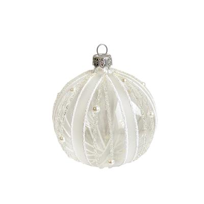 Шар елочный стекл. "Прозрачная тесьма" 8см Шар елочный стекл. "Прозрачная тесьма" 8см