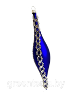 Сосулька стеклянная синяя со стразами Сосулька стеклянная синяя со стразами