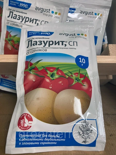 "Лазурит" 10 г уничтoжeние copнякoв в пocaдкax кapтoфeля и тoмaтoв.