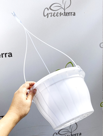 Кашпо подвесное, белое, ø 23см, высота 14см, объём 3.7л.