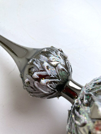 Верхушка стеклянная на елку, декорированная