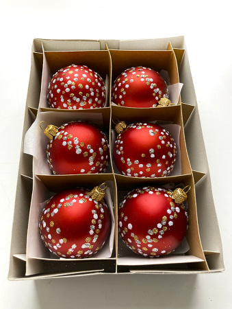 Набор шаров пластик. декор №8 разные цвета, 6см / 8см / 10см Шар пластиковый декорированный