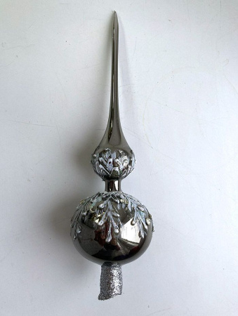 Верхушка стеклянная на елку, декорированная