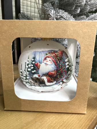 Шар елочный стекл. декупаж 12 см, [DQ5]