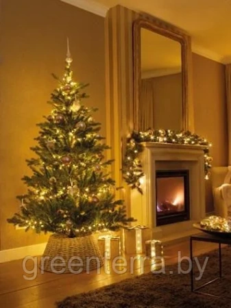 Плетёная корзина под ёлку, коричневая 57см [760682]