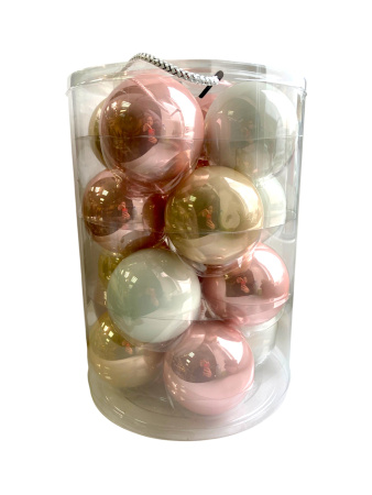 Набор шаров елочных стекл. Жемчужная Нежность 8см, 16шт [140792]