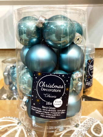 Набор стекл. шаров 3.5 см голубой туман mix, 16 шт [9010297]