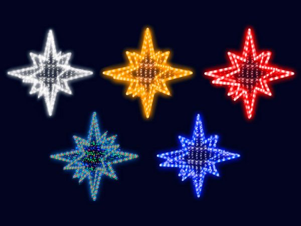 Верхушка-звезда из дюралайта, 60х60см, светодинамика с нитью