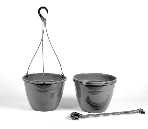 Кашпо Лира подвесное с дренажной вставкой, серый, ø 27см, высота 20.4см, объём 7л. [IK-7]