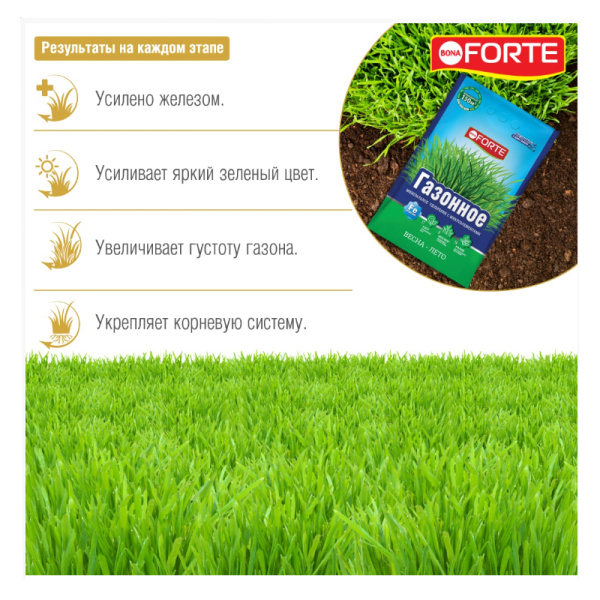 Удобрение минеральное Bona Forte "Газонное" (весна) 4.5кг