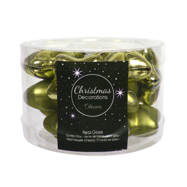 Набор стекл. елочных игрушек "Звезды" 4.5 см нежно-оливковый mix, 12 шт