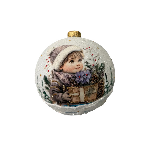 Шар елочный стекл. декупаж 12 см, [DQ2]