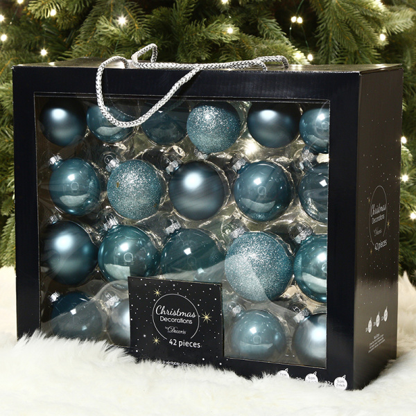 Набор шаров елочных стекл. Color Symphony: Голубой туман,  5-7см, 42шт [9149263]