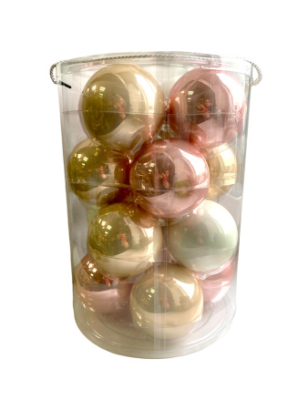 Набор шаров елочных стекл. Жемчужная Нежность 8см, 16шт [140792]