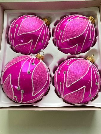 Набор шаров пластик. декор №5 разные цвета, 6см / 8см / 10см Шар пластиковый декорированный