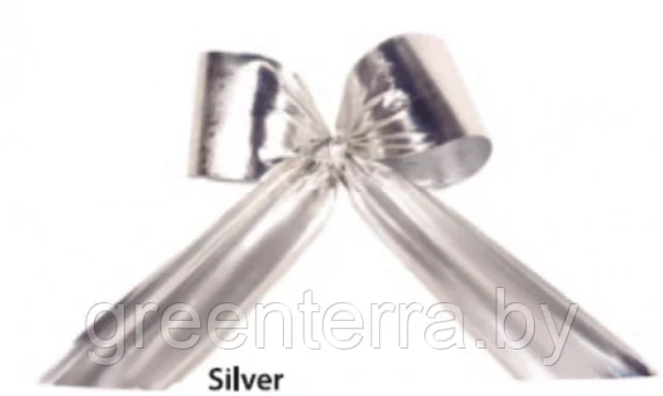 Украшение для больших елок "Бант" серебро 35см