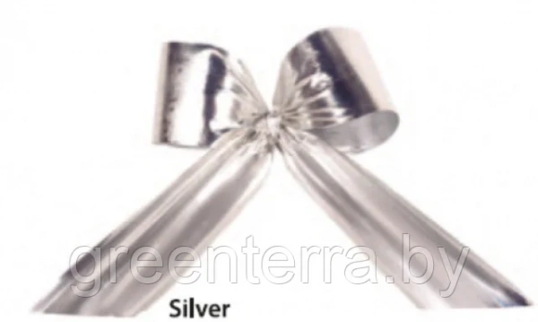 Украшение для больших елок "Бант" серебро 35см